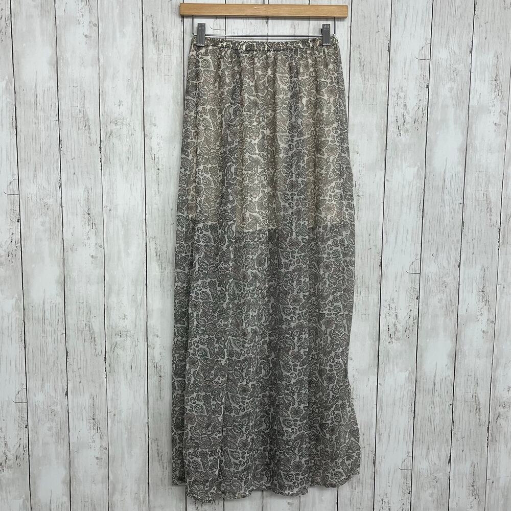 Hollister Paisley Maxi Skirt XS Cream Boho Coquette Fairycore Festival Flowy